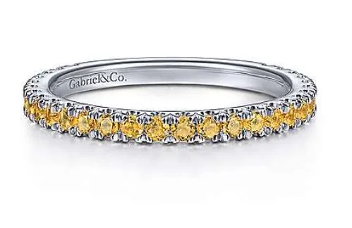 14K White Gold Citrine Stacklable Ring