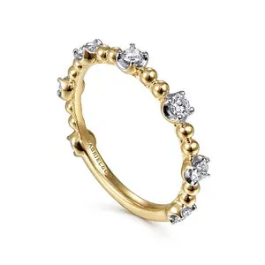 14K Yellow Gold Bujukan and Diamond Station Ring