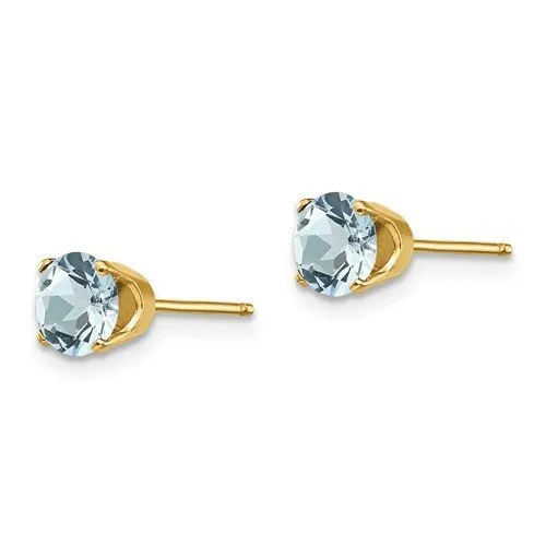 14KT GOLD 0.82 CTW ROUND AQUAMARINE EARRINGS