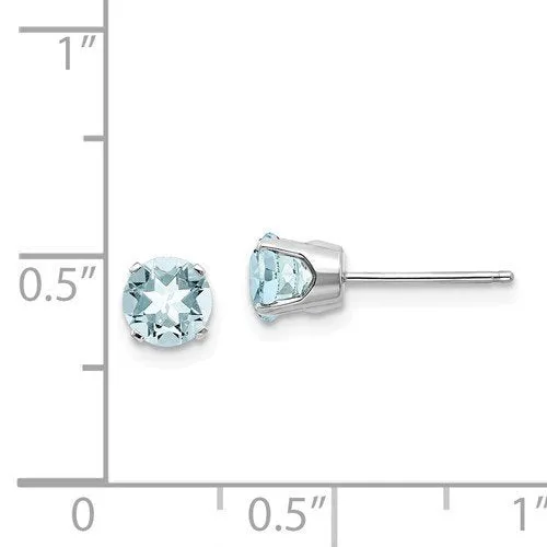 14KT GOLD 0.82 CTW ROUND AQUAMARINE EARRINGS