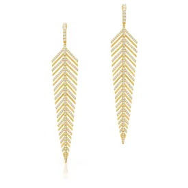 14KT Yellow Gold Diamond Luxe Feather Earrings