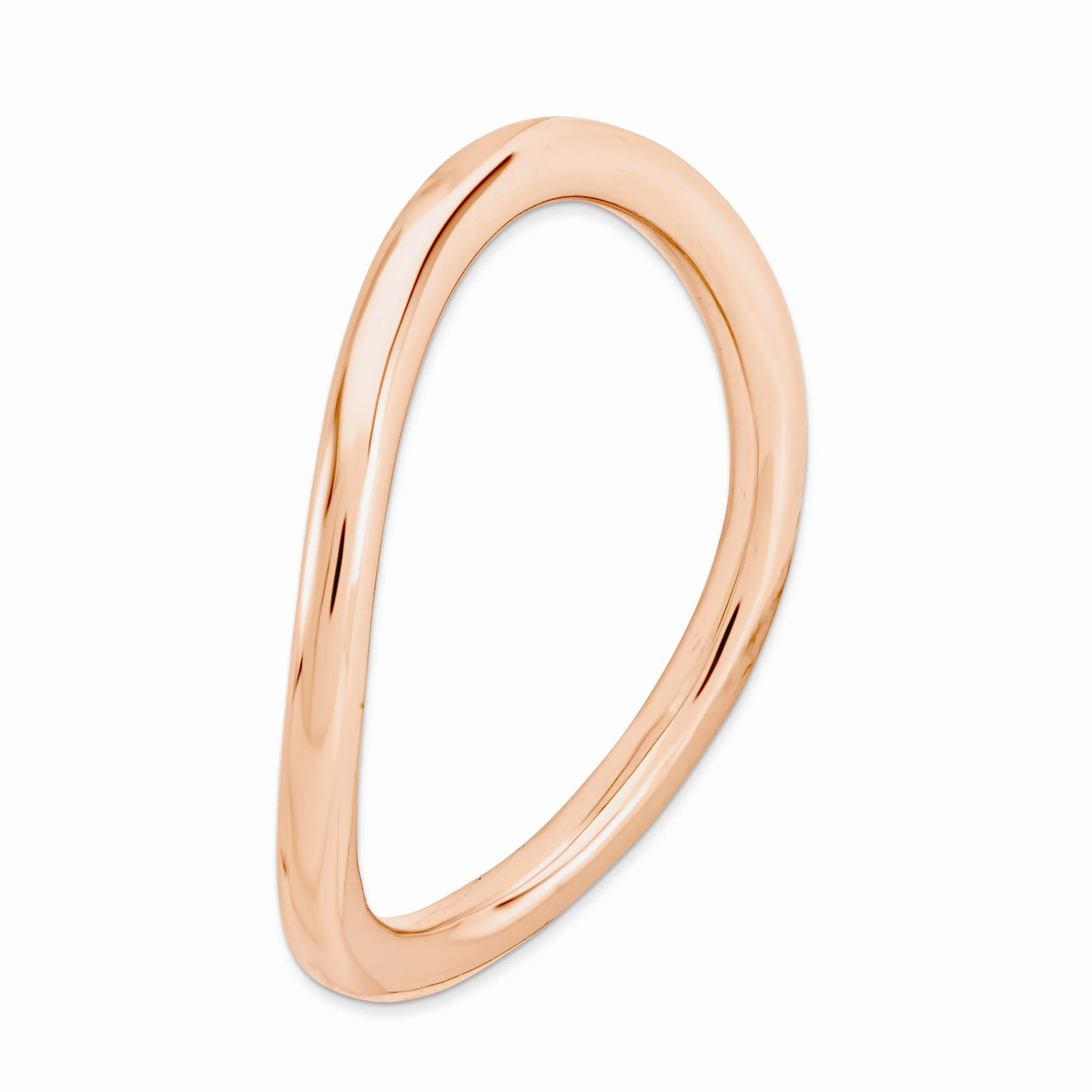 1.5mm Stackable 14K Rose Gold Plated Silver Curved Smooth Band