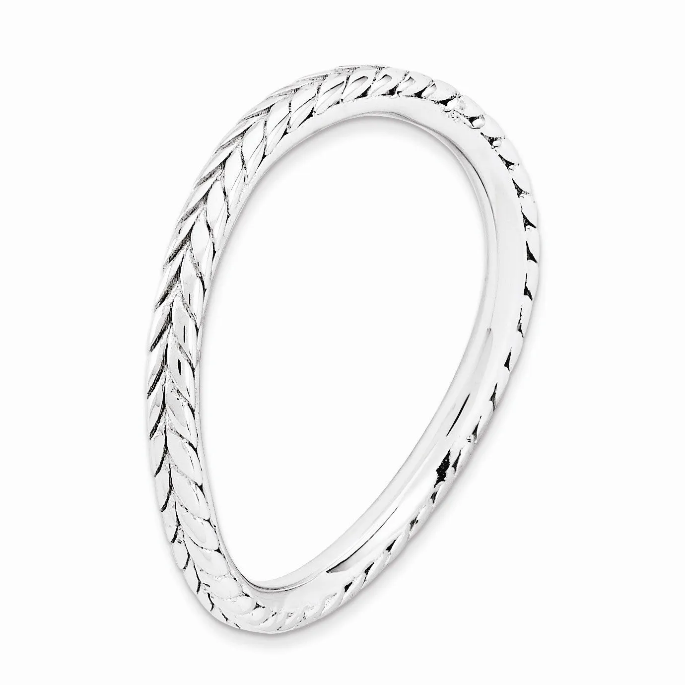 1.5mm Stackable Sterling Silver Curved Wheat Band