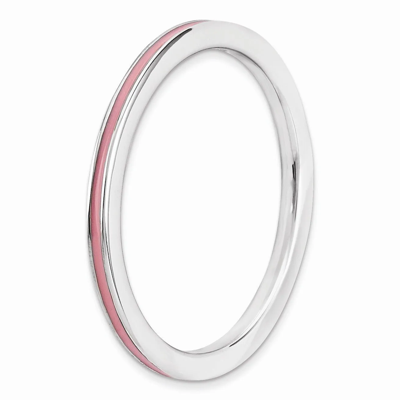 1.5mm Sterling Silver Stackable Pink Enameled Band