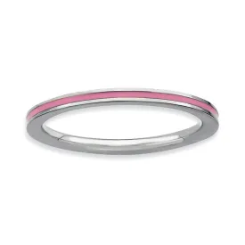 1.5mm Sterling Silver Stackable Pink Enameled Band