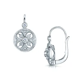 18ct White Gold Diamond Vintage Style Drop Earrings