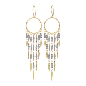 18K Gold Dream Catcher Earrings with Grey Diamonds