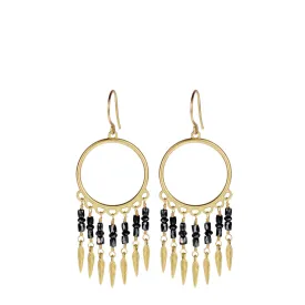 18K Gold Small Black Diamond Dream Catcher Earrings