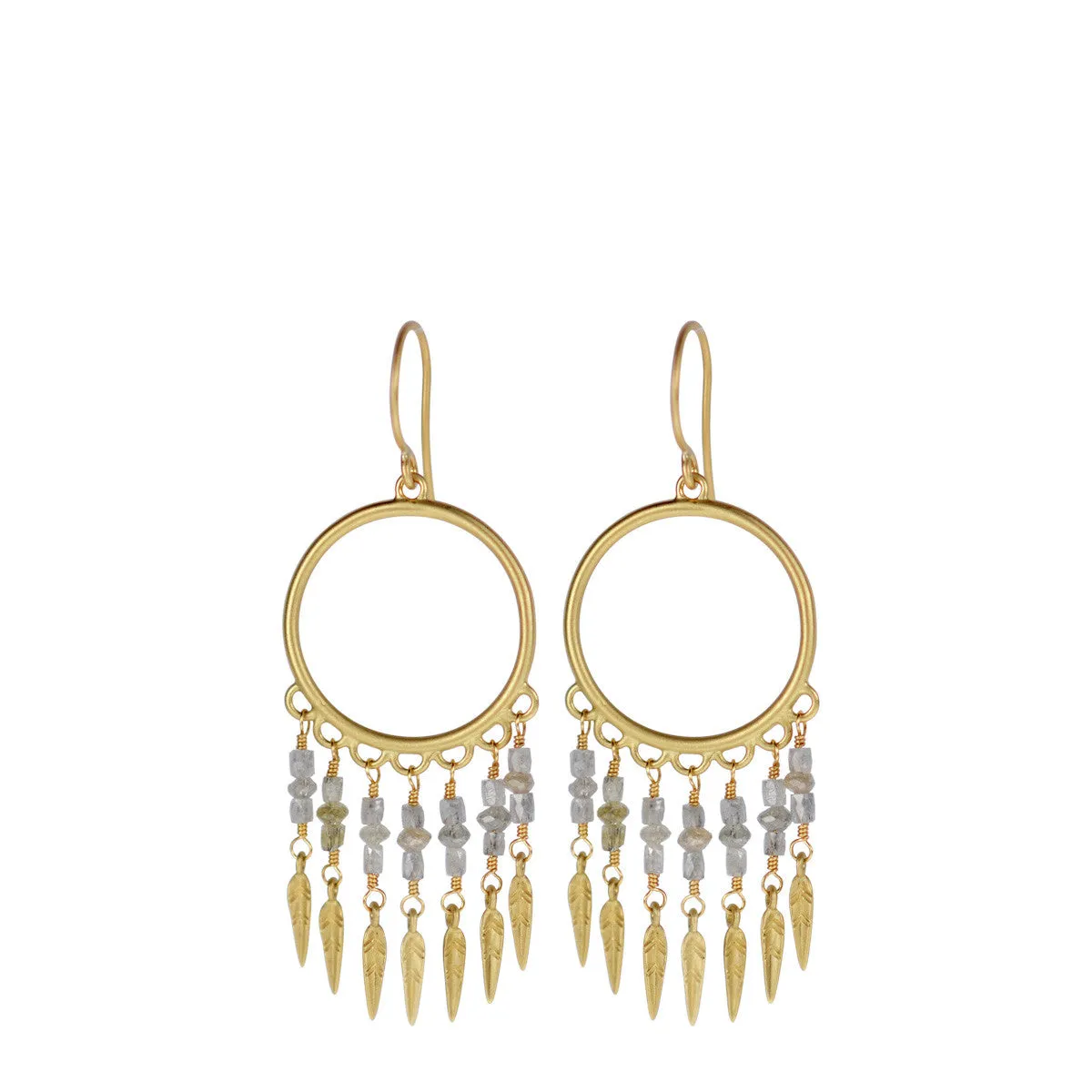 18K Gold Small Grey Diamond Dream Catcher Earrings