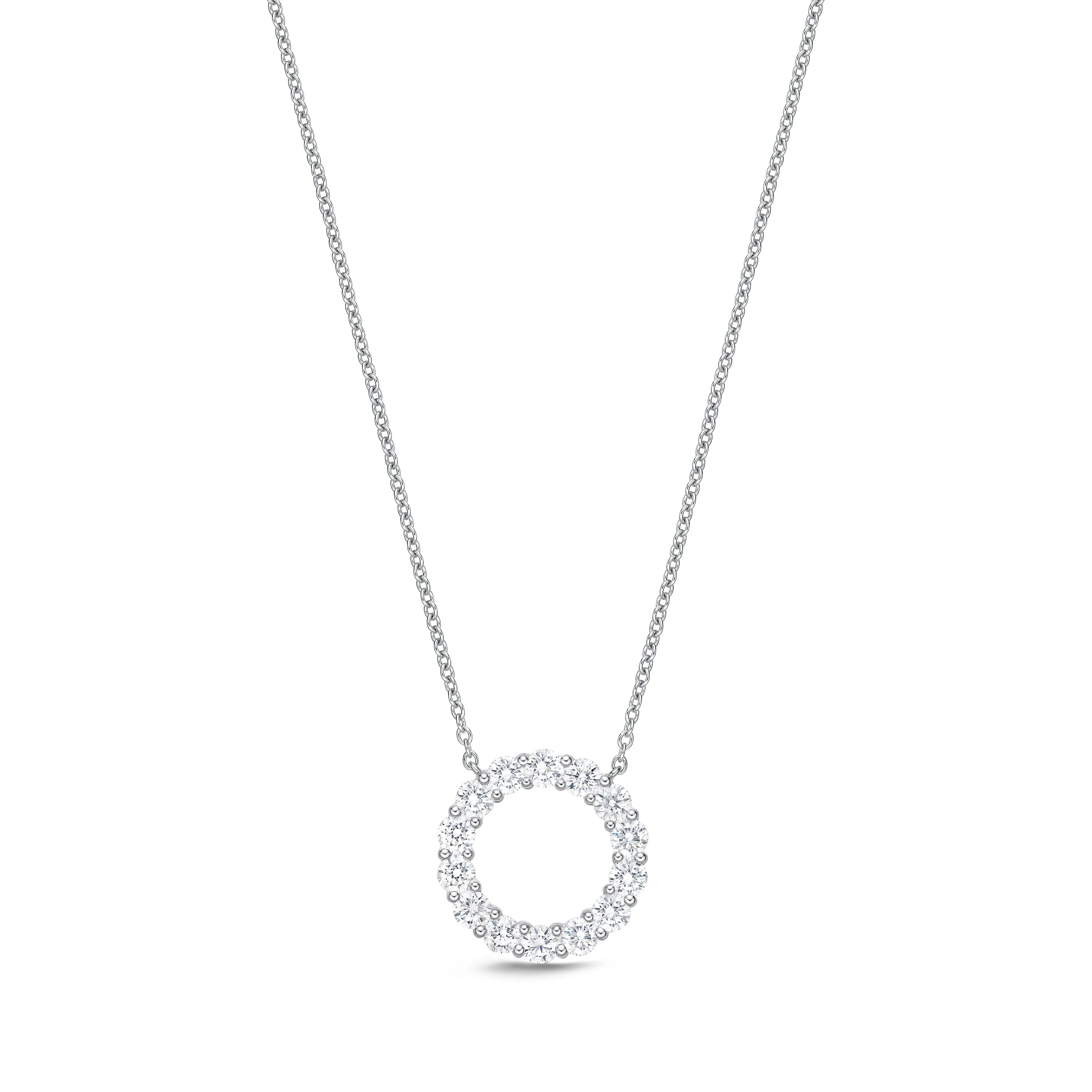 18K WHITE GOLD DIAMOND CIRCLE NECKLACE 1.06CT