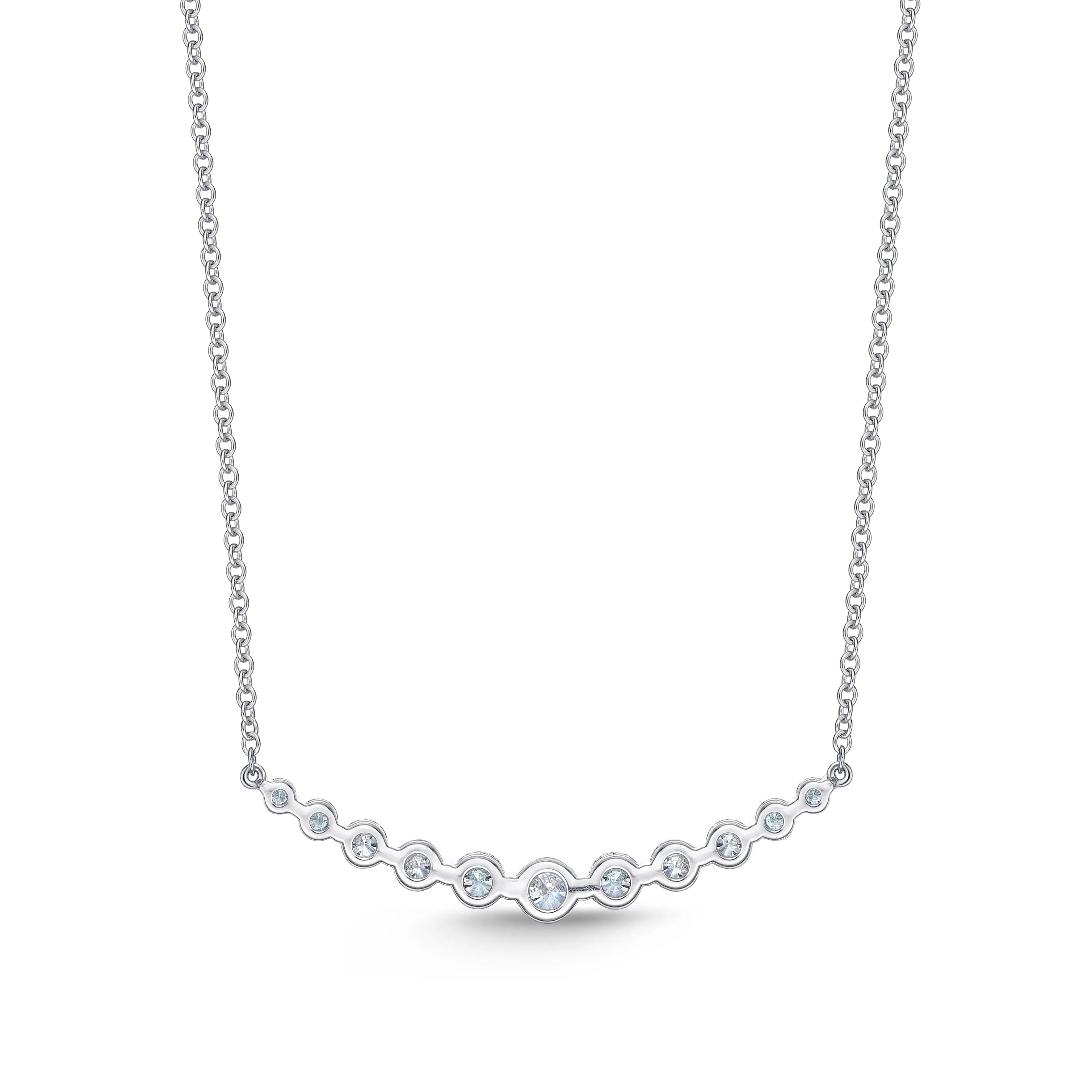 18K WHITE GOLD DIAMOND SMILE NECKLACE 1.04CT