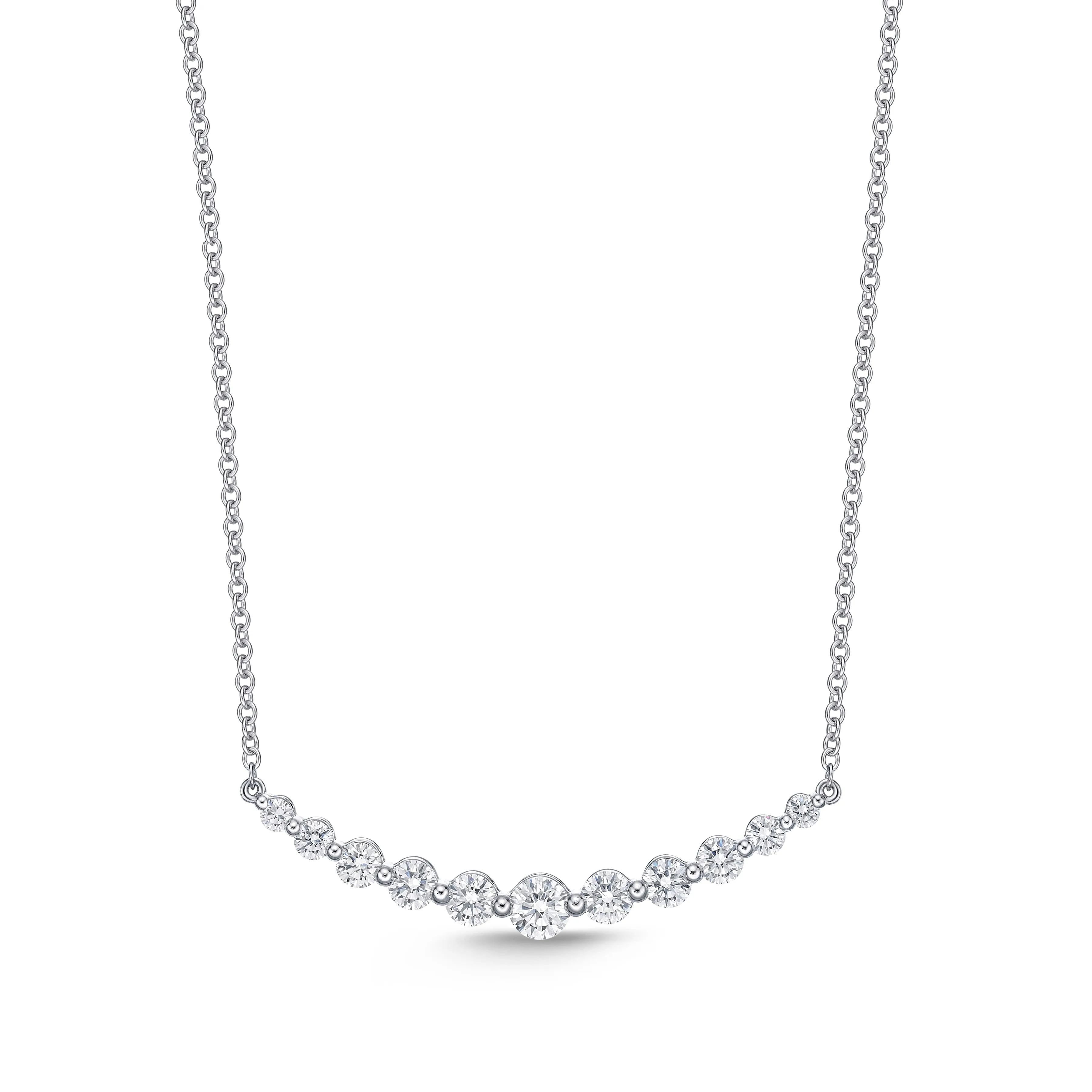 18K WHITE GOLD DIAMOND SMILE NECKLACE 1.04CT