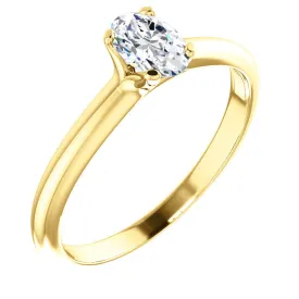 18K Yellow Oval Solitaire Engagement Ring 122005:562:P