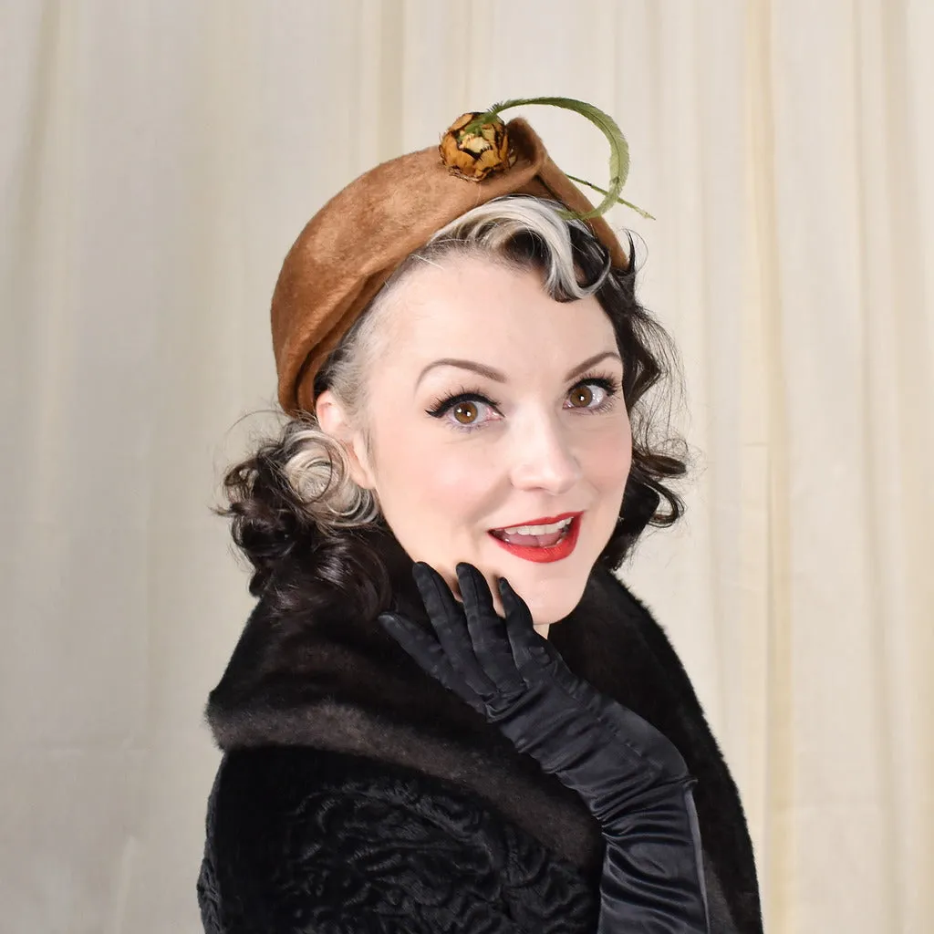 1950s Brown Feather Vintage Hat