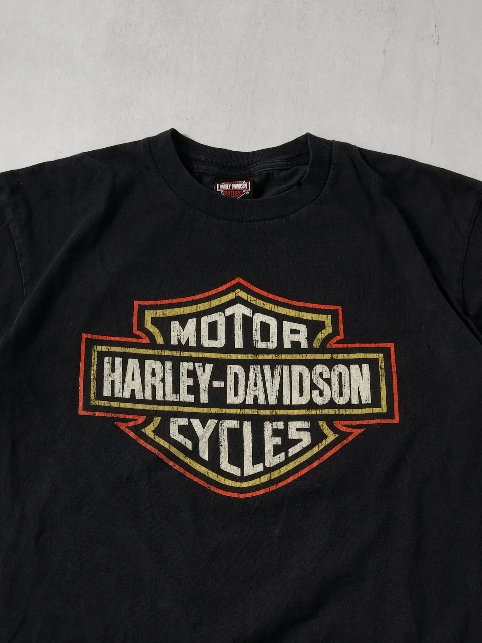 2000s Washed Black Orlando Flordia Harley Davidson Graphic Tee (M/L)