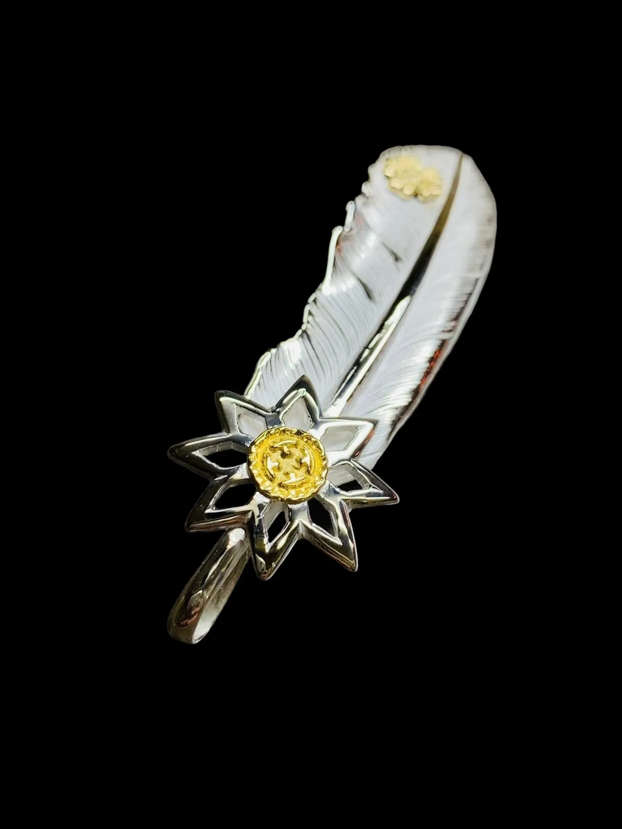 24K Gold Point Morning Star 18K Hana Silver Feather L