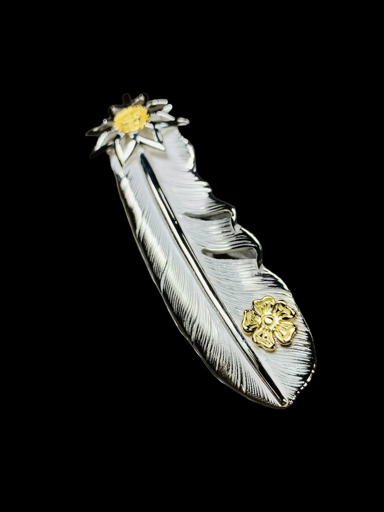 24K Gold Point Morning Star 18K Hana Silver Feather L