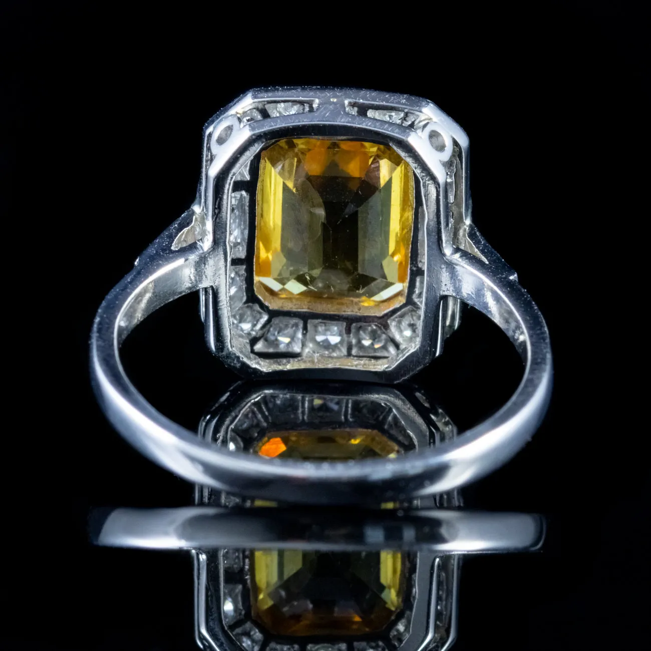 3Ct Yellow Sapphire Ring 1.20Ct Diamond 18Ct White Gold Platinum