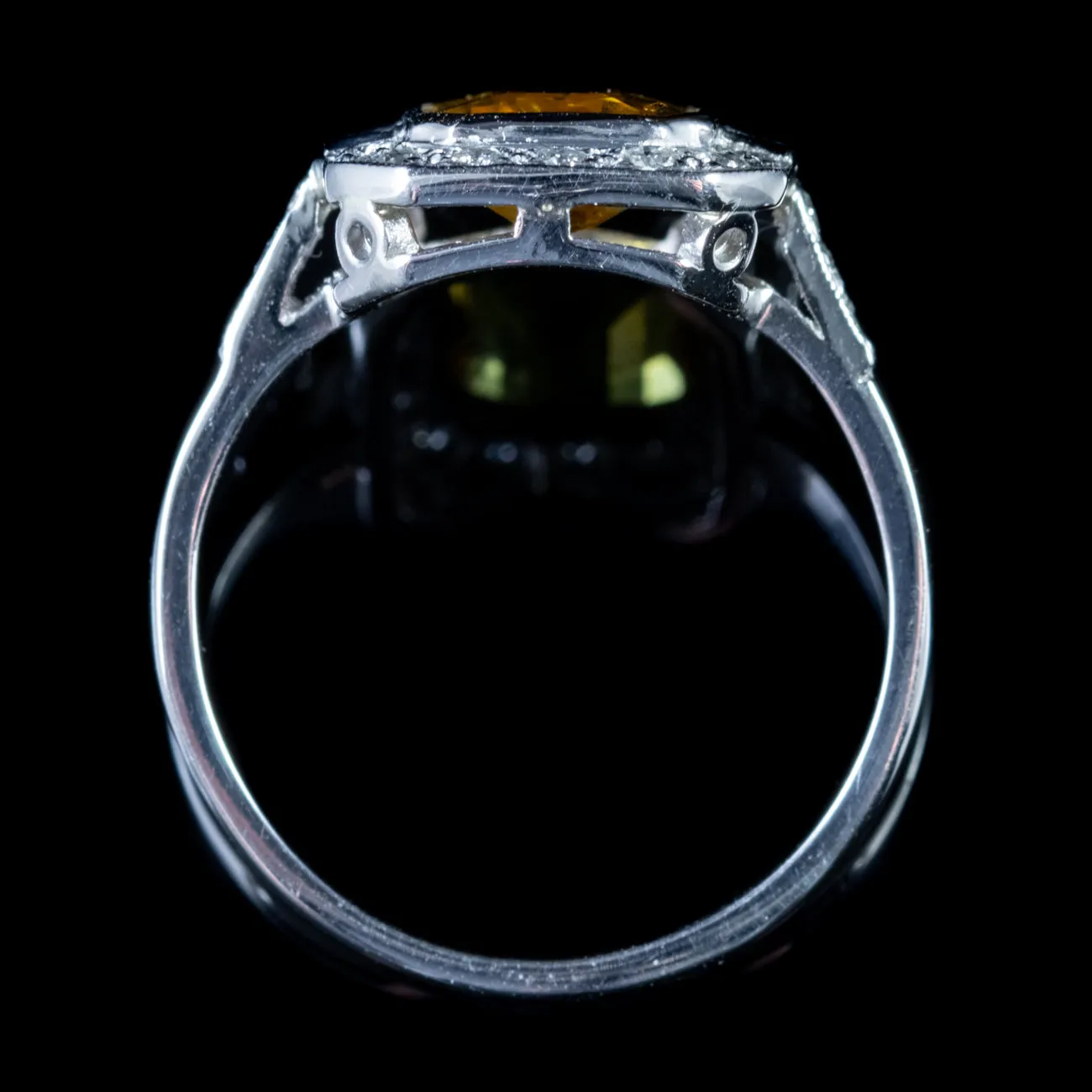 3Ct Yellow Sapphire Ring 1.20Ct Diamond 18Ct White Gold Platinum