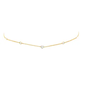 5 or 7 Diamond Heart of Light Orbit Choker with Heart Center