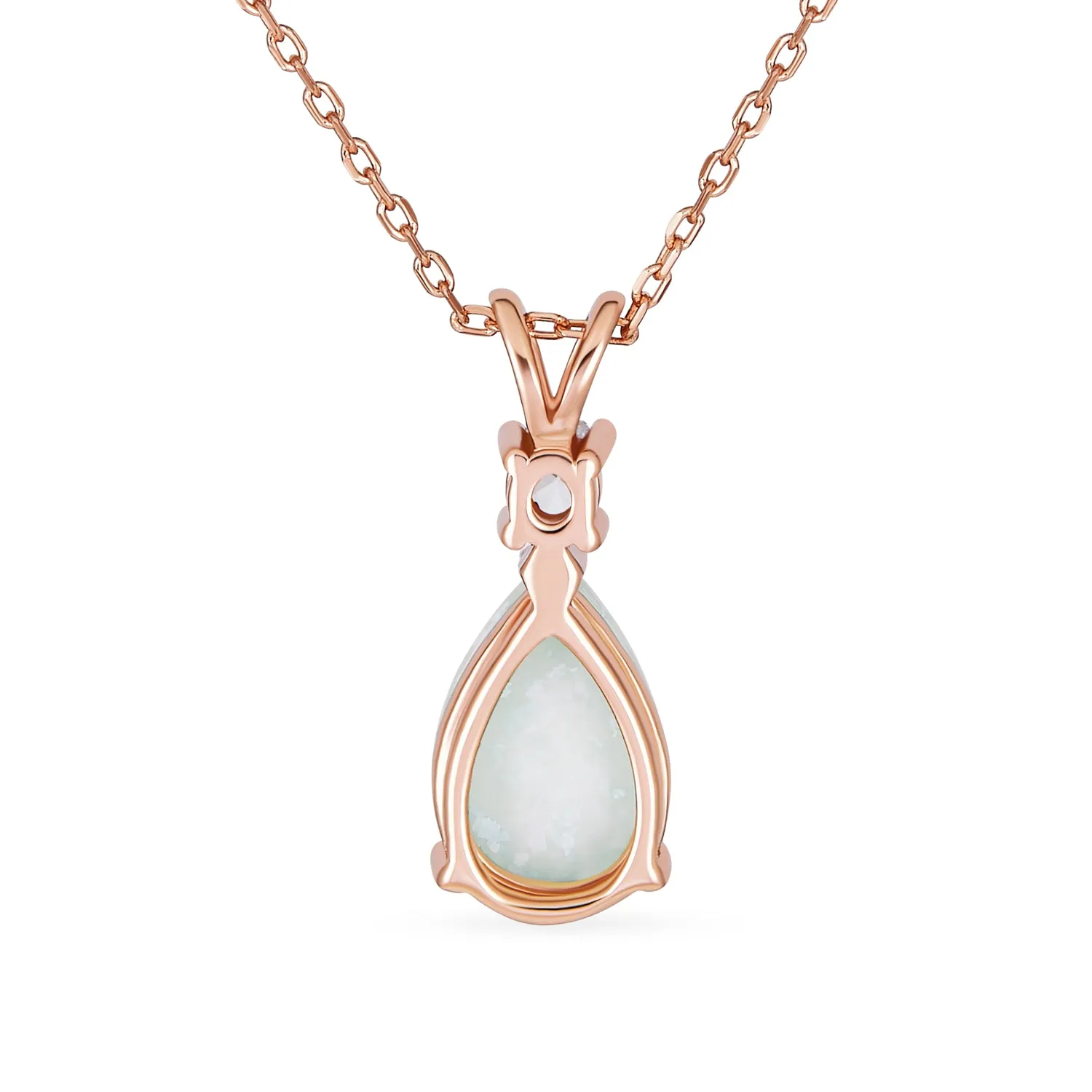 5CT Solitaire Teardrop Opal Pendant Necklace Rose Gold Plated Silver