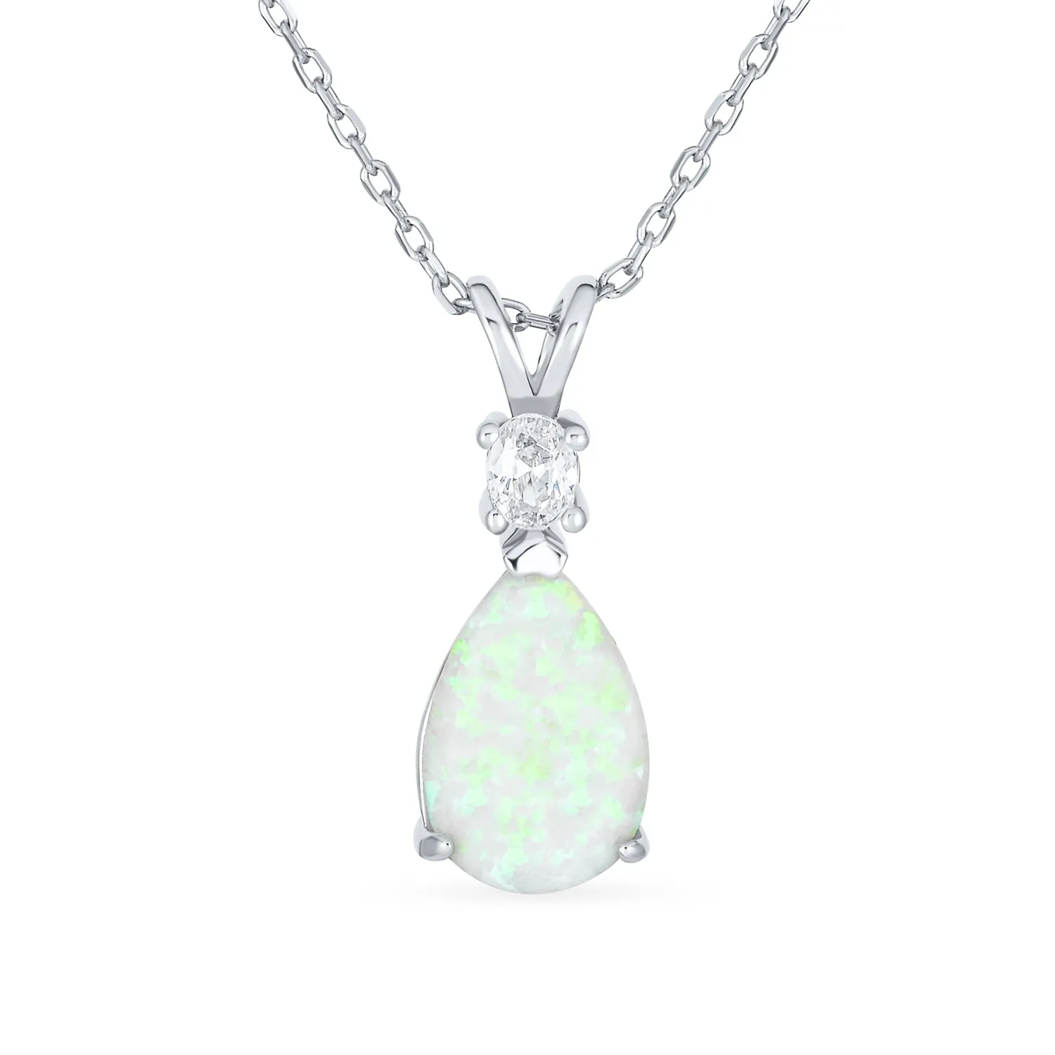 5CT Solitaire Teardrop Opal Pendant Necklace Rose Gold Plated Silver