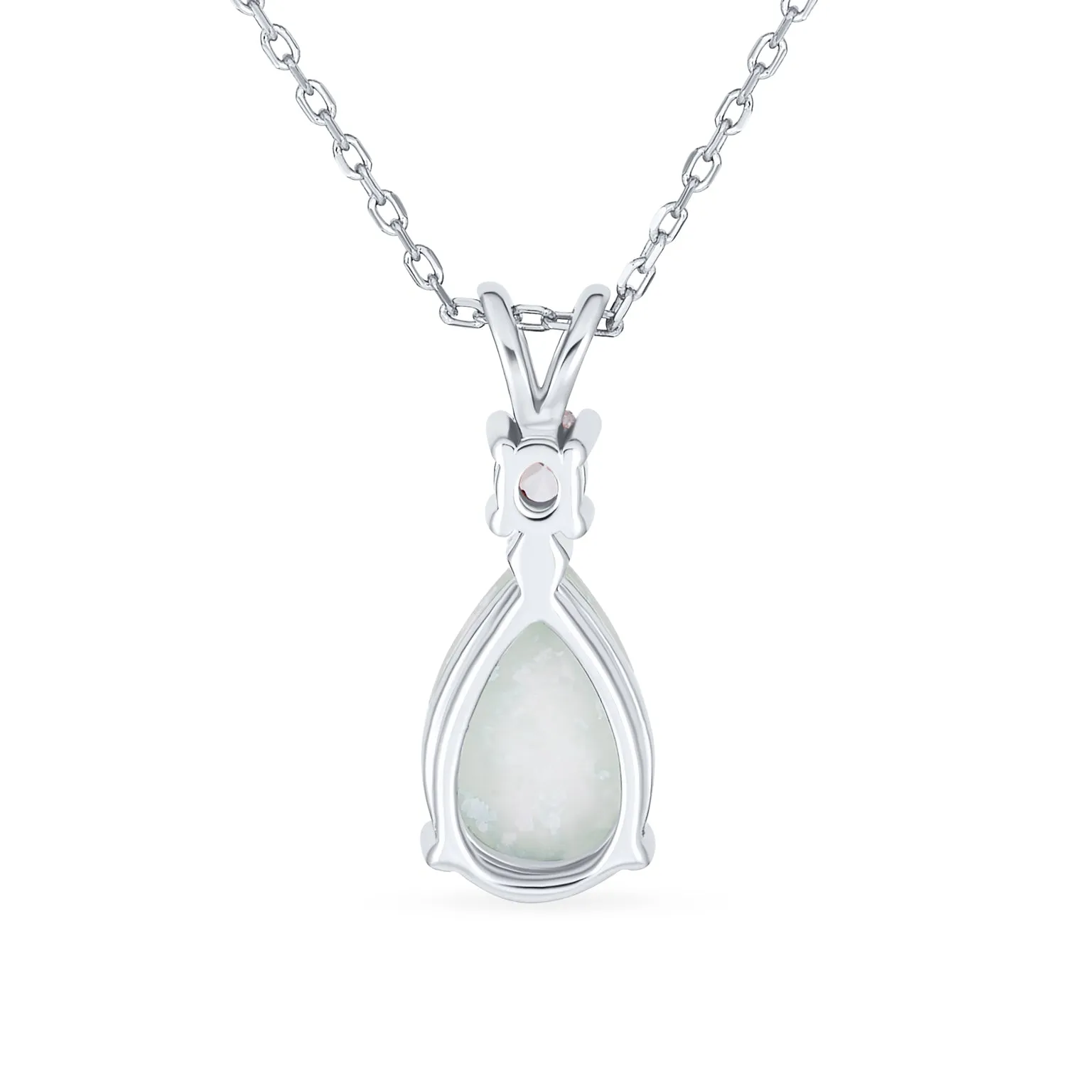 5CT Solitaire Teardrop Opal Pendant Necklace Rose Gold Plated Silver