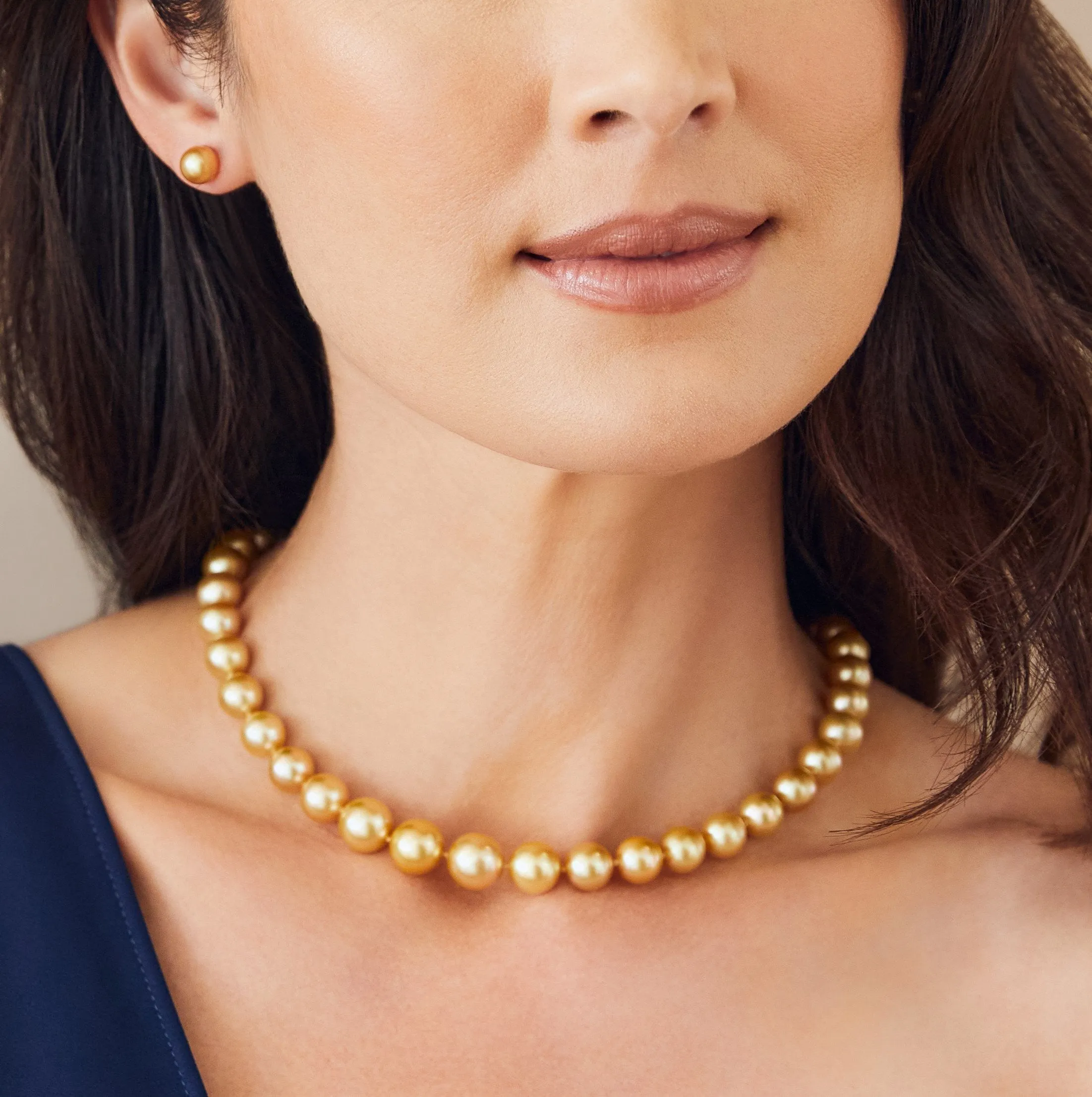 9-11mm Golden South Sea Pearl Necklace - AAAA Quality