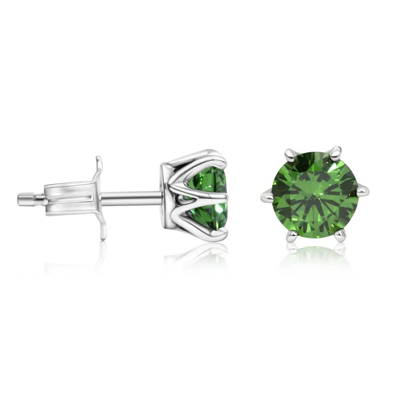 925 Silver Green CZ Studs - Dec Birthstone, Handmade Gift