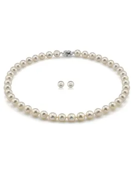 9.5-10.0mm Hanadama Pearl Necklace and Earring Set