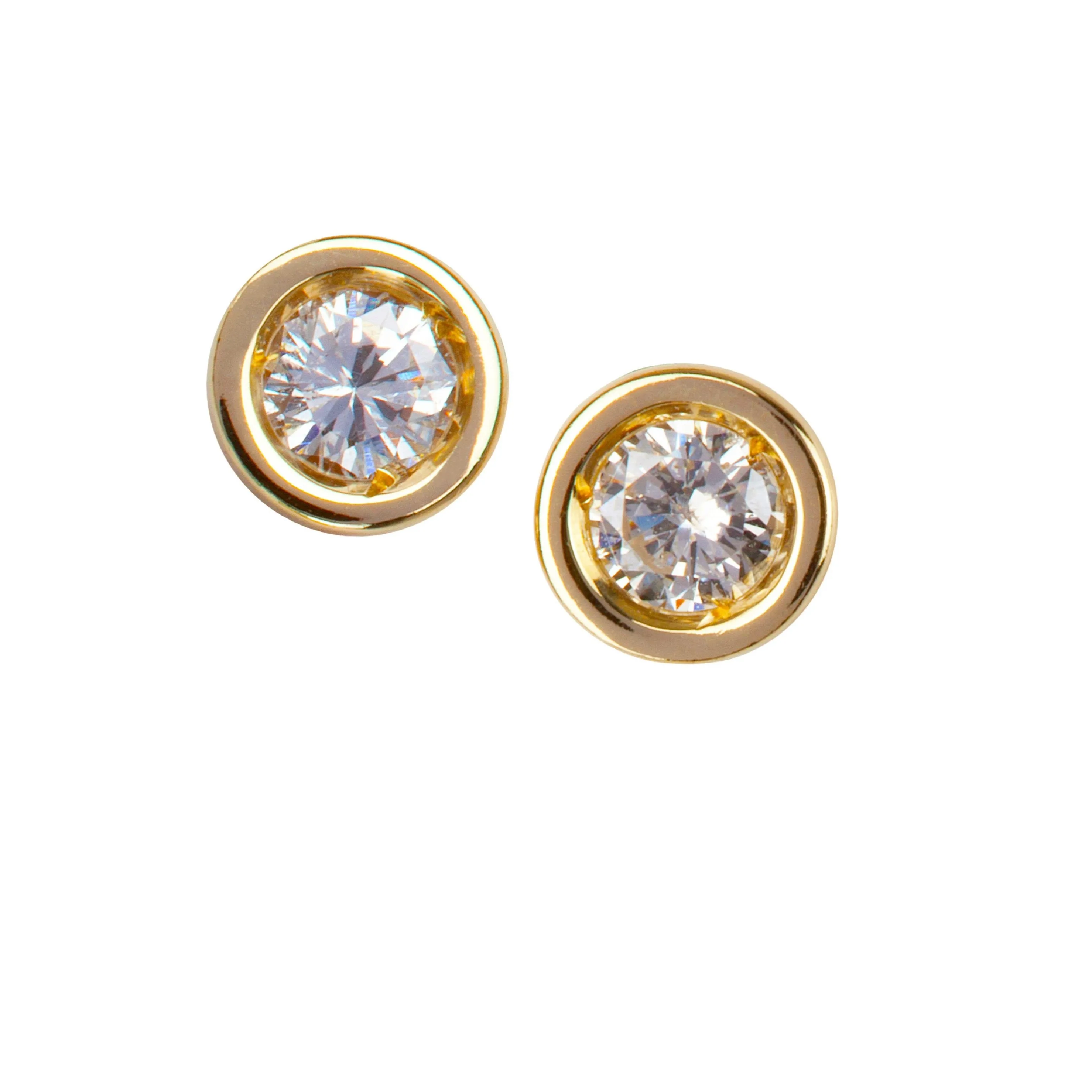 9kt Gold & Solitaire Diamond Stud Earrings