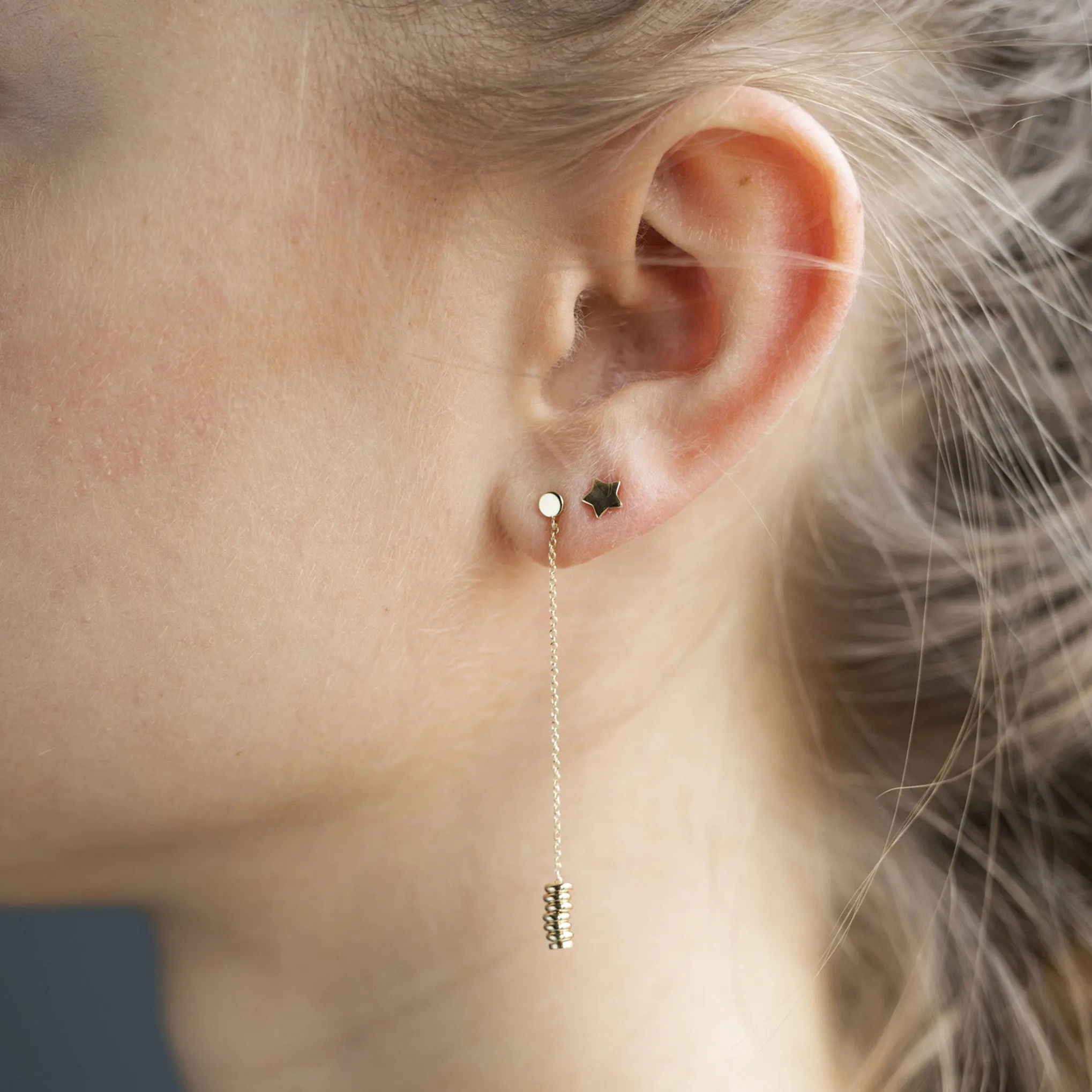 9kt Gold Chain Multiple Circle Earrings