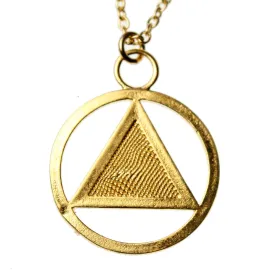 AA Symbol Gold-dipped Pendant Necklace on 18" Rolo Chain (Wholesale)