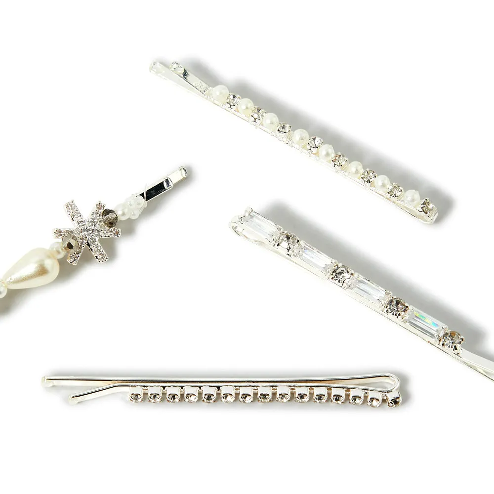 Accessorize London Crystal Star And Pearl Hair Slide Set