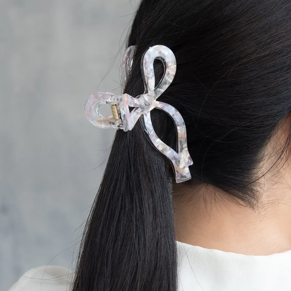 Acrylic Marble Bow Hair Claw