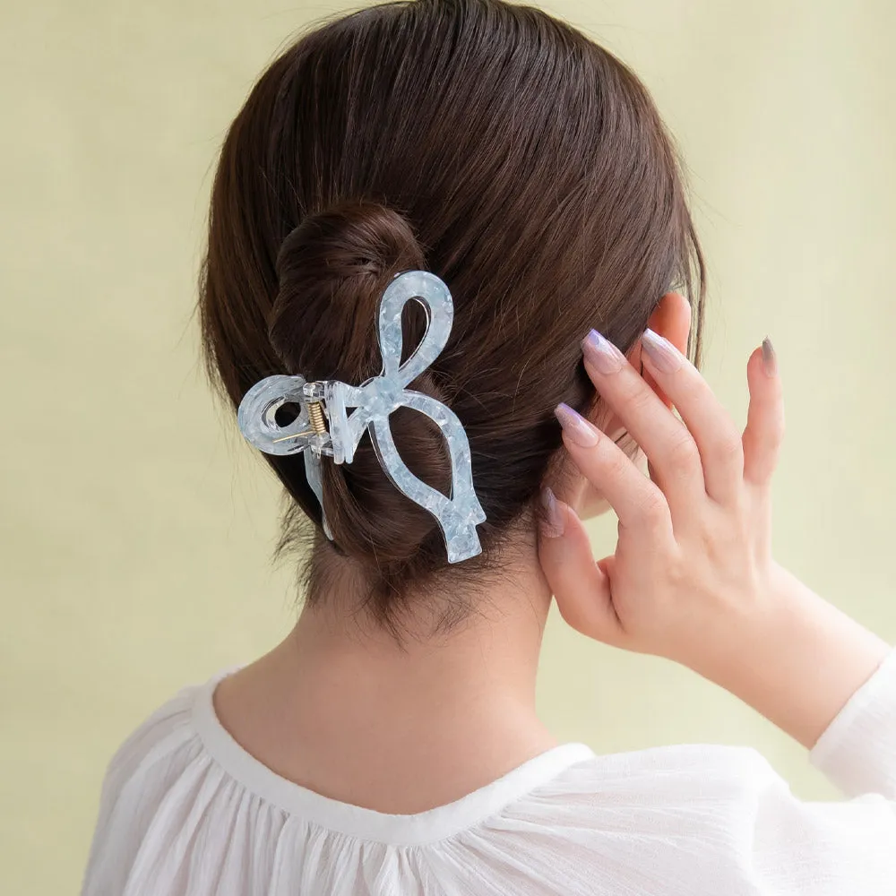 Acrylic Marble Bow Hair Claw