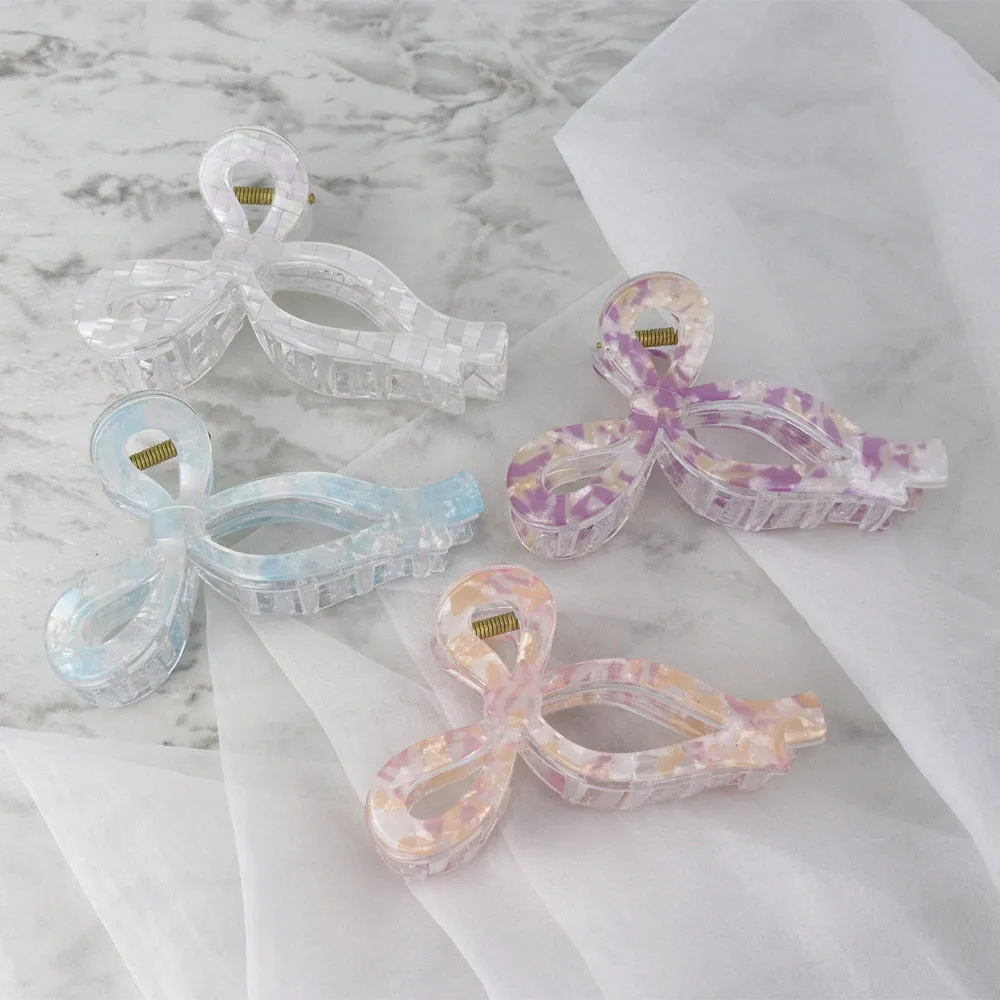 Acrylic Marble Bow Hair Claw