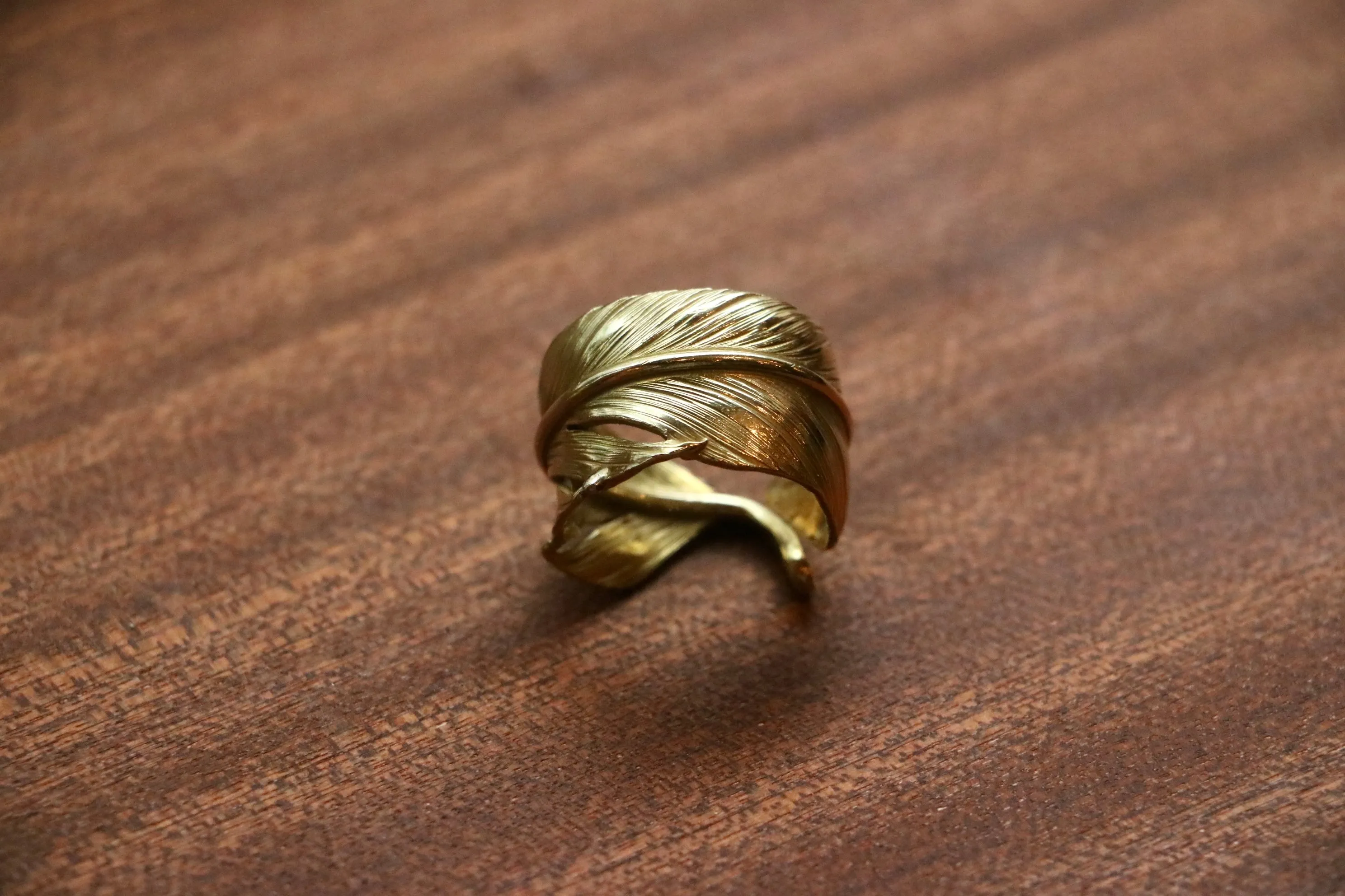 Albatory 18K Gold Feather Ring L