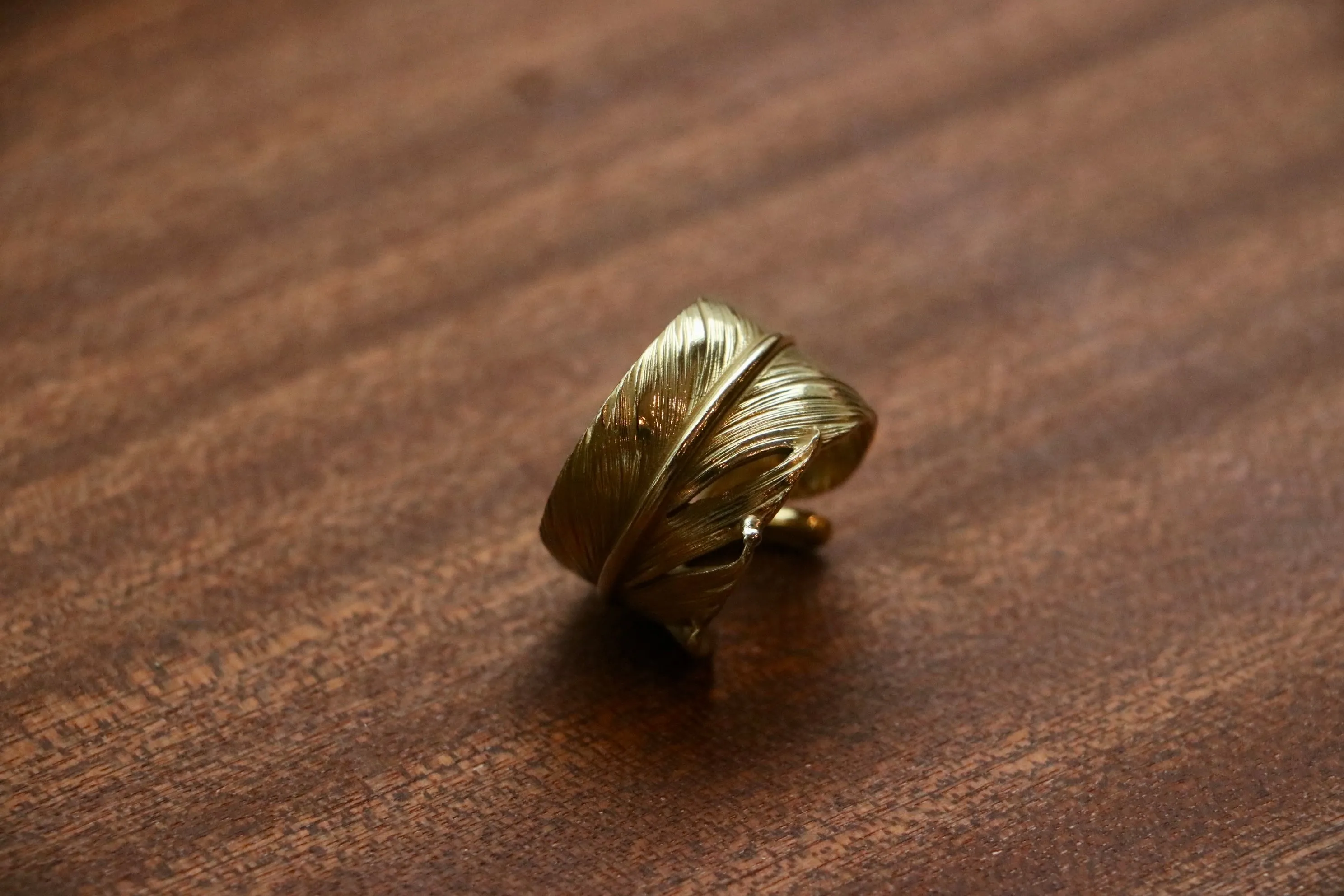 Albatory 18K Gold Feather Ring L