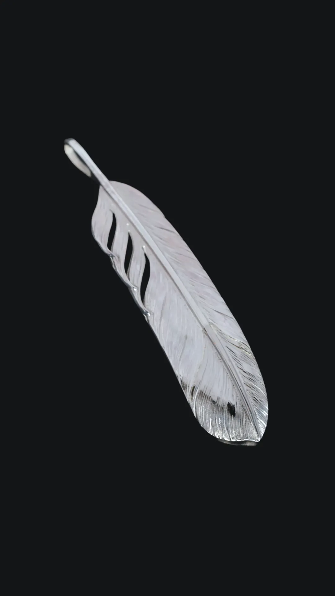 Albatory Tip PT900 Silver Feather Pendant L