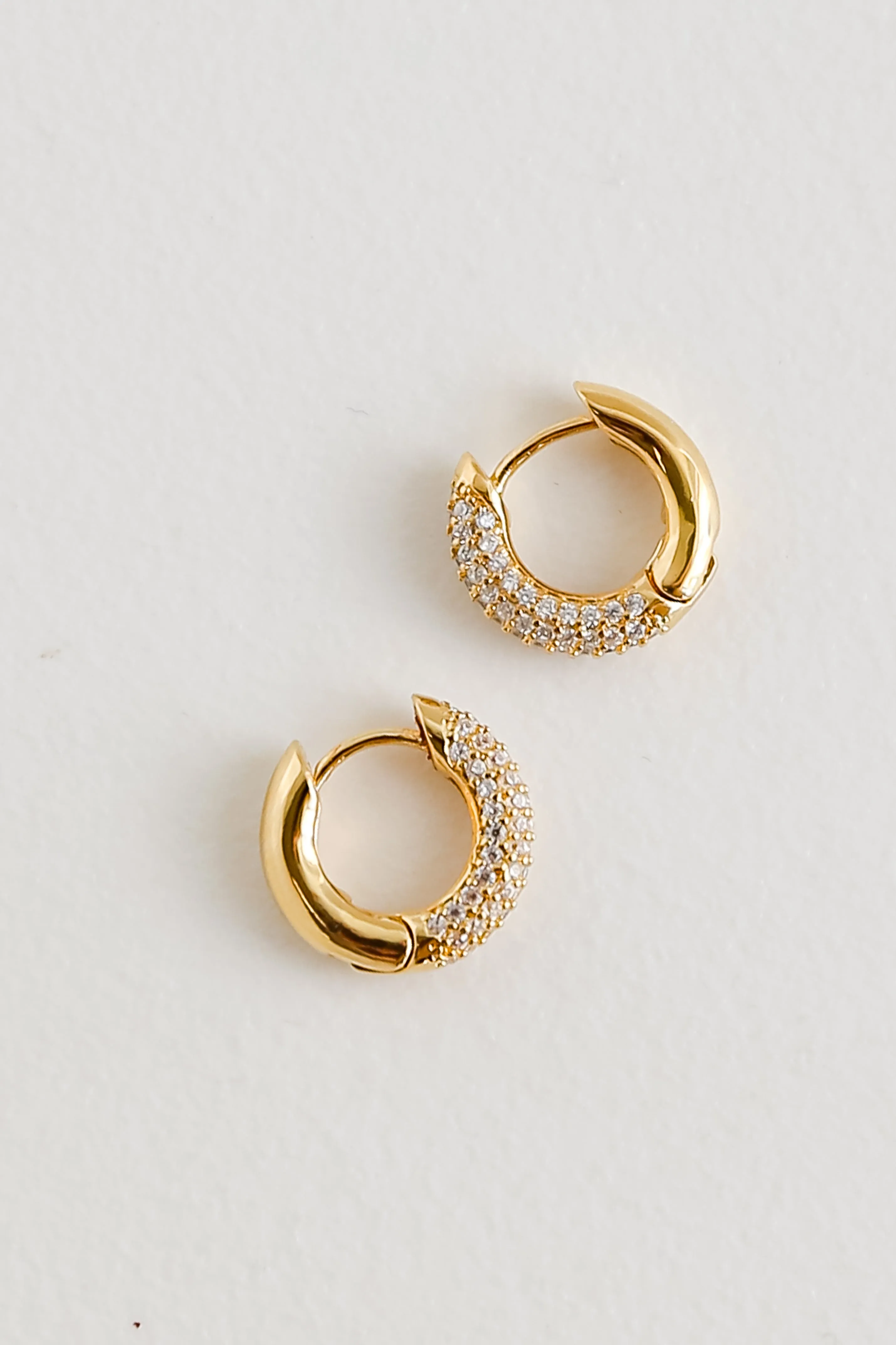 Alicia Gold Rhinestone Mini Hoop Earrings