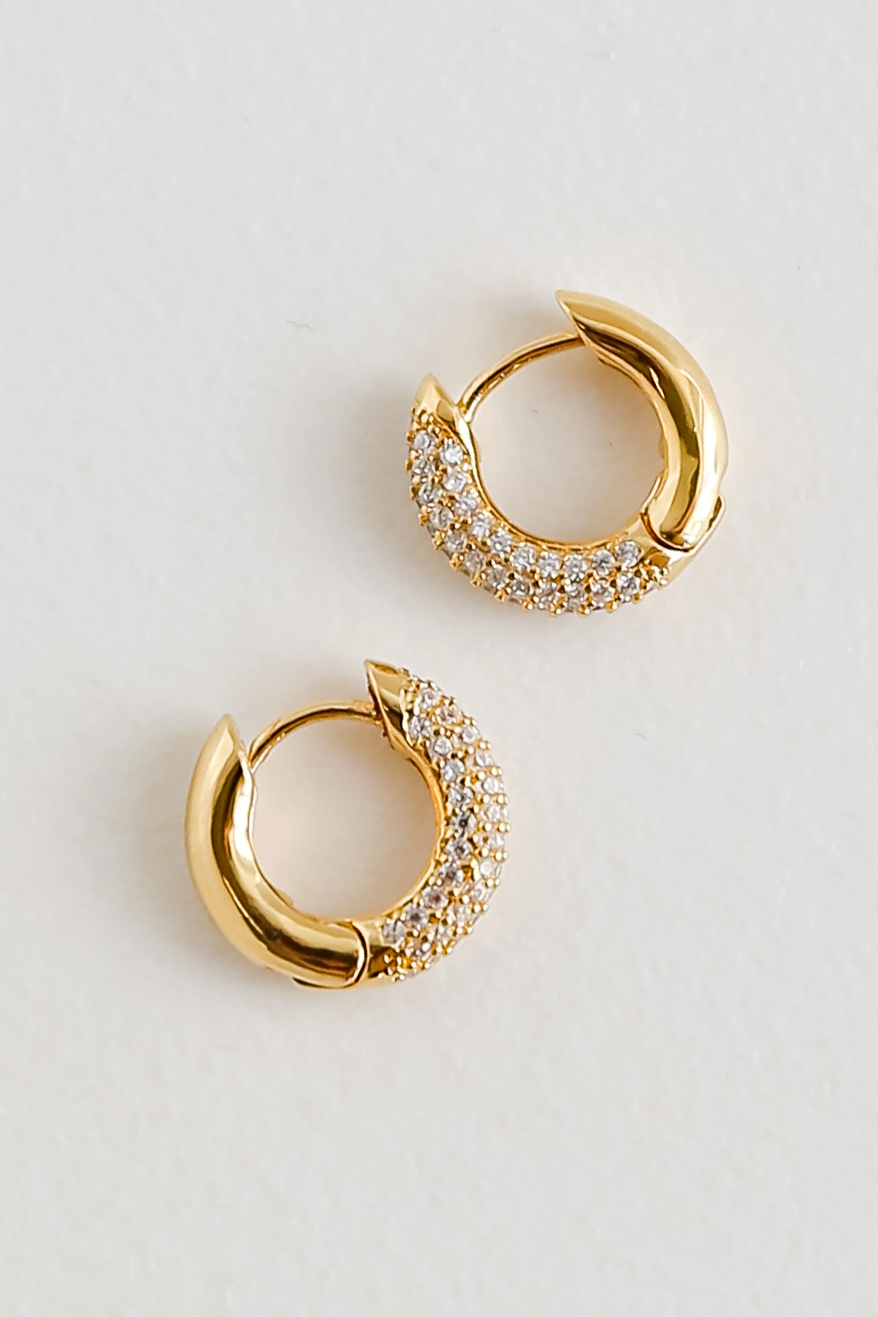 Alicia Gold Rhinestone Mini Hoop Earrings