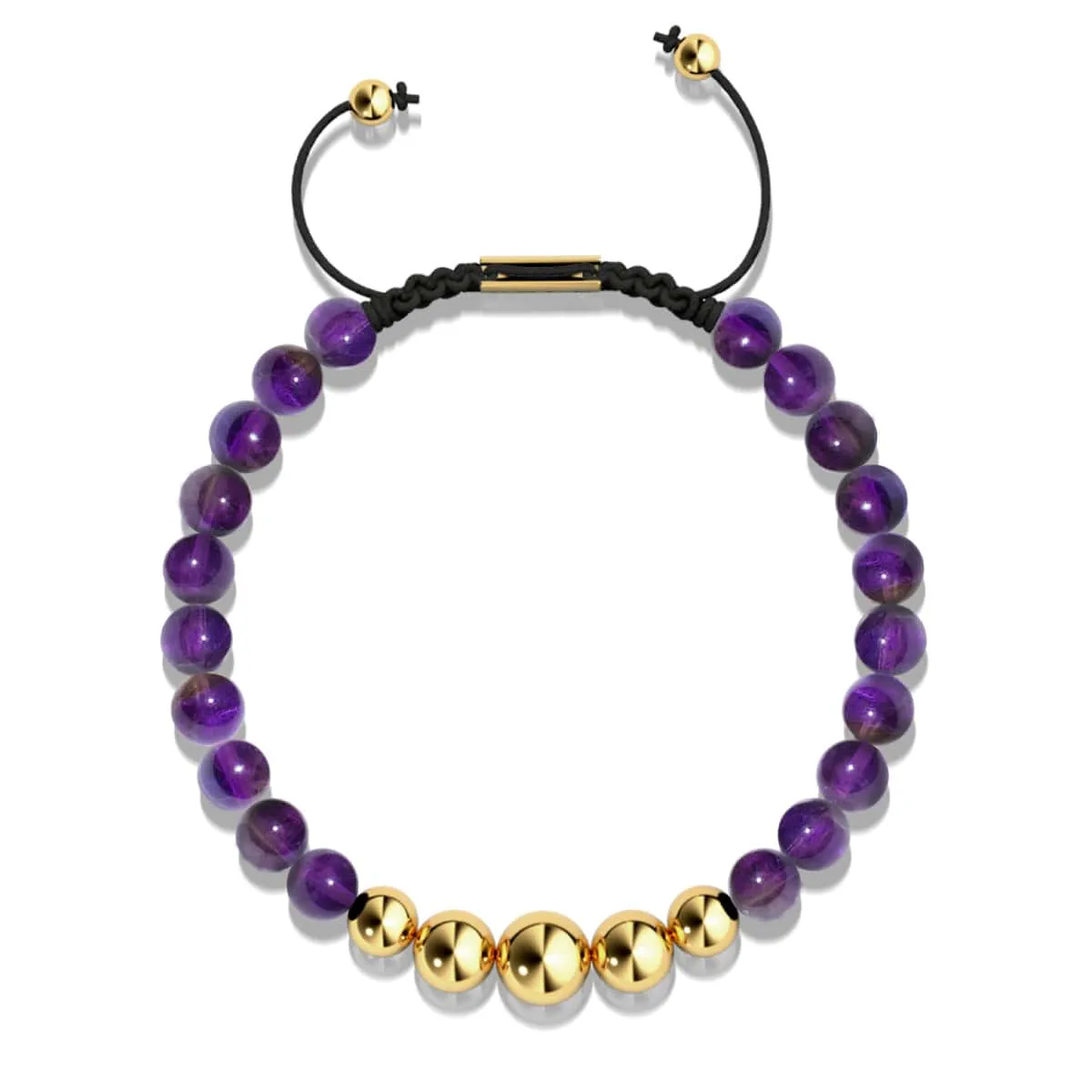 Amethyst | Gold | Balance Gemstone Macrame Bracelet