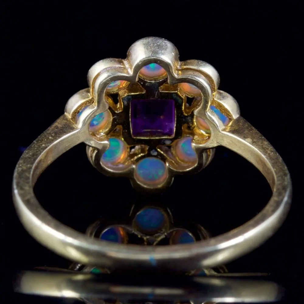 Amethyst Opal Ring 18Ct Gold Silver Ring