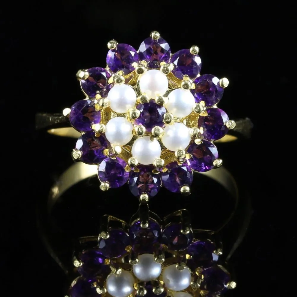 Amethyst Pearl Cluster Ring