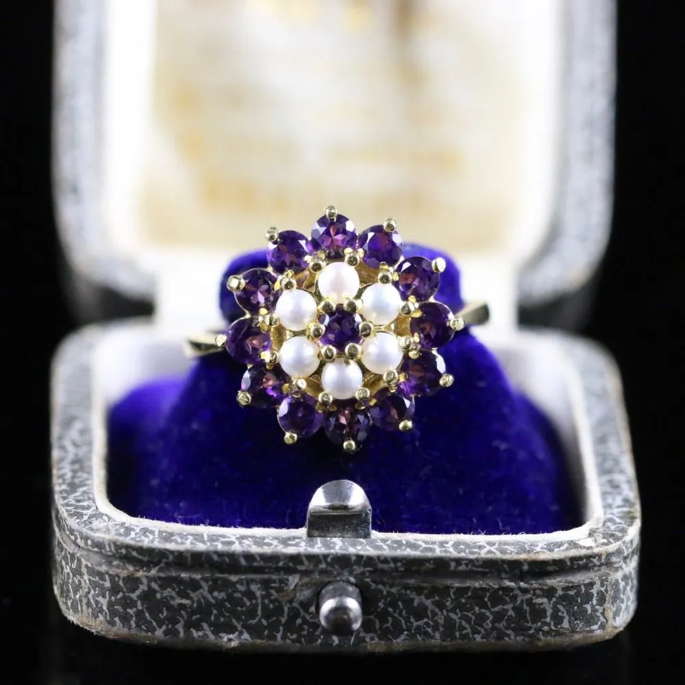 Amethyst Pearl Cluster Ring