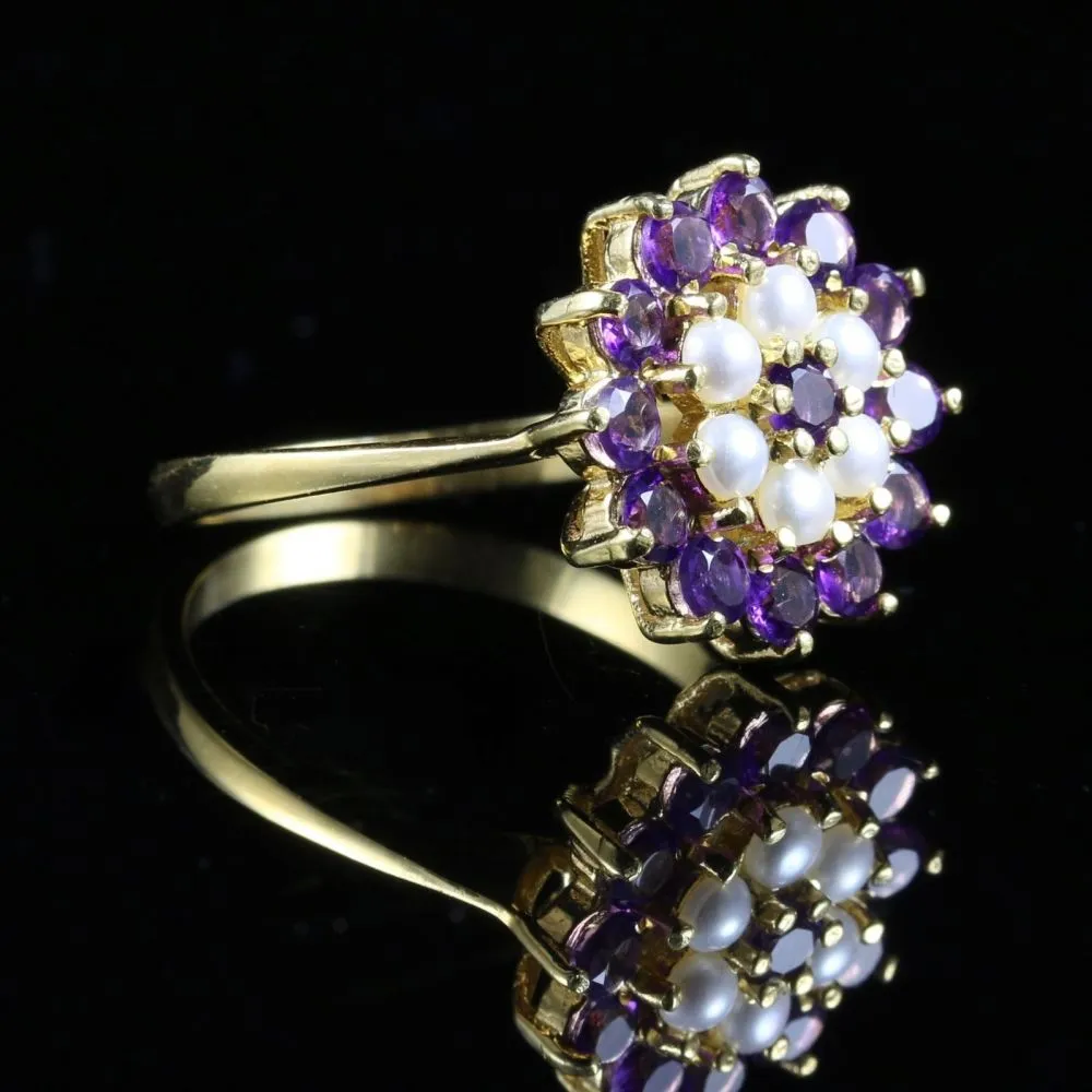 Amethyst Pearl Cluster Ring