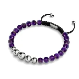 Amethyst | Silver | Balance Gemstone Macrame Bracelet