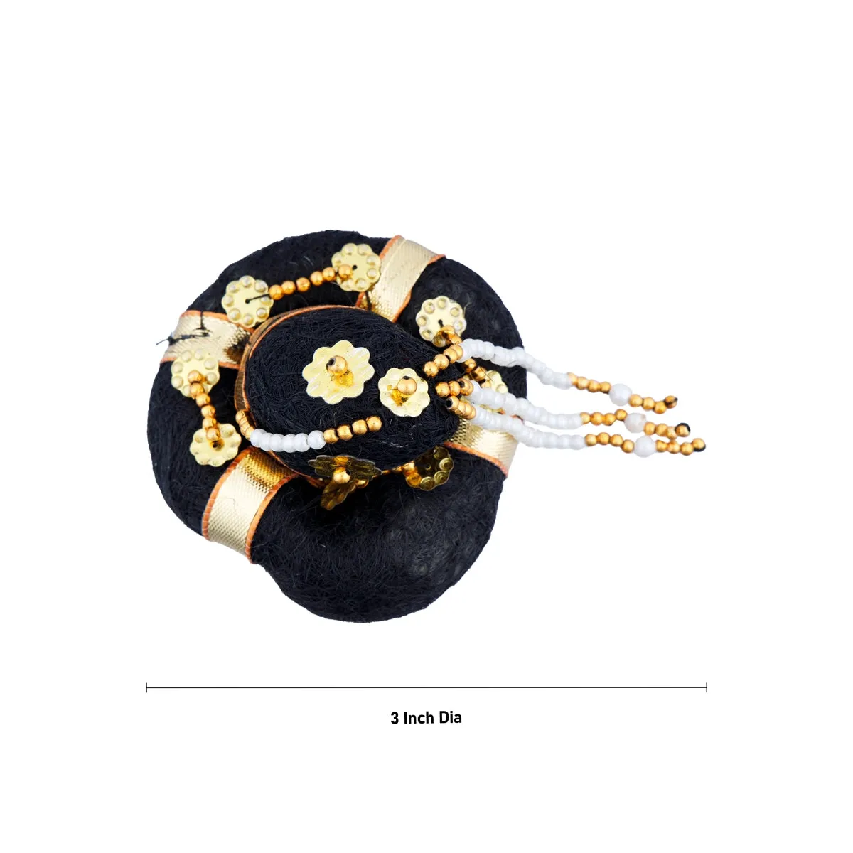 Andal Kondai - 3 Inches | Moti Beads Andal Kondai/ Hair Bun/ Hair Accessory for Deity