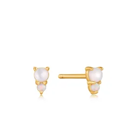 Ania Haie Gold Mother of Pearl and Kyoto Opal Stud Earrings